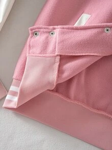 Tween Girl Fashion Applique Embroidery Button Long Sleeve Overcoat - Brown - View 7
