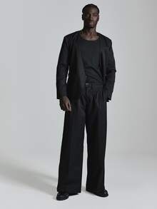 Musero Pleat Front Baggy Flip Metal Clip Fastening Suit Trouser Side And Back Pockets Co Ord Trousers Only Autum Winter Essentials - Black - View 2