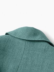 SHEIN Franclia 女款灰色條紋拼接長袖缺口領西裝外套 - 藍色 - 查看 3