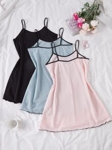 Snug Zone Women's Casual Heart Print Camisole Nightgown 3-Color Set - Multicolor - View 2