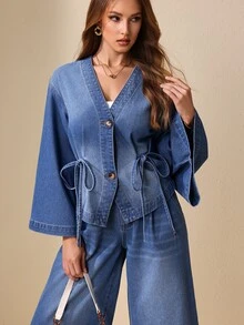 EMERY ROSE Women's Casual Versatile Denim Jacket For Daily Wear - Blue - View 4