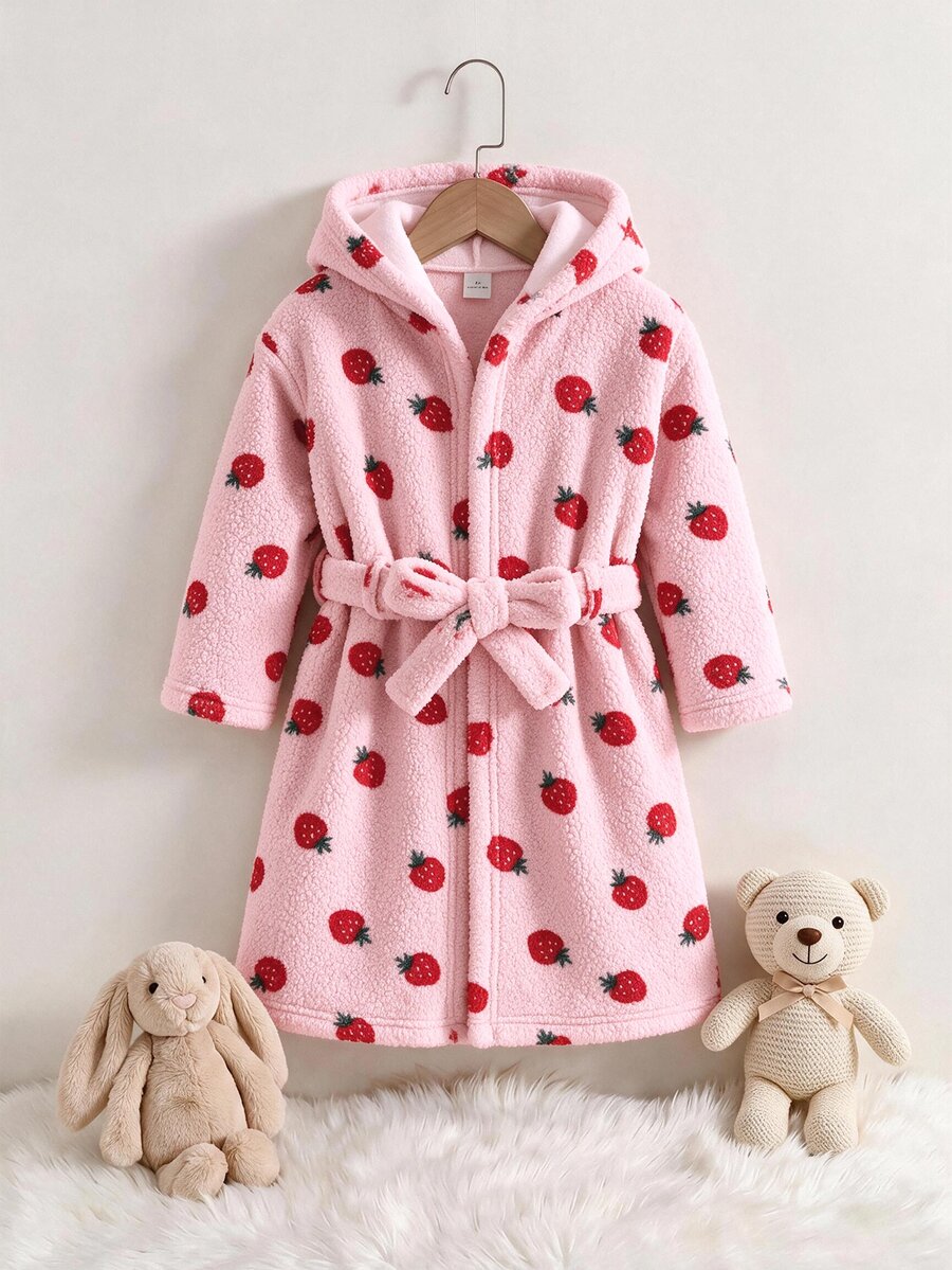 Cozy Pixies 少女心愛心圖案保暖內裡加厚絨毛連帽抽繩長袖家居休閒服 秋季睡衣 粉色可愛 - 彩色 - 查看 1
