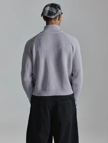 Musero Thick Funnel Neck Cardigan Fastening Detail Thumb Hole Autum Winter Essentials - Purple - View 5