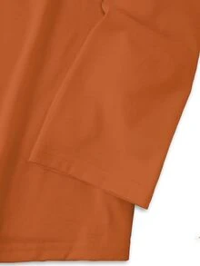 EMERY ROSE Pumpkin Spice Autumn Printed Casual Plus Size Long Sleeve T-Shirt - Brown - View 3