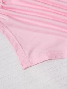 SHEIN Sparklyn 2件組 Tweengirls 休閒校園青少年女孩 Y2K 抓皺粉色上衣與塗鴉牛仔效果喇叭褲套裝，秋季上衣，秋季穿搭 - 灰色 - 查看 4