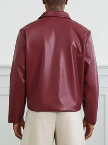HUEFORM Men's Old Money Purplish-Red Loose-Fit Cropped Lined Jacket, Suitable For Social Media And Street-Style, Gifts For Boyfriend - Burgundy - View 2
