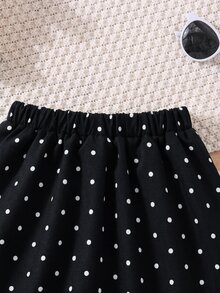 少女時尚百搭梭織純色百褶修身休閒裙 - 黑與白 - 查看 6