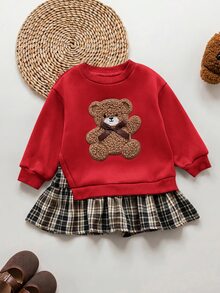SHEIN 少女復古時尚百搭休閒日常穿搭，秋冬款，適合外出與校園穿著 - 紅色 - 查看 5