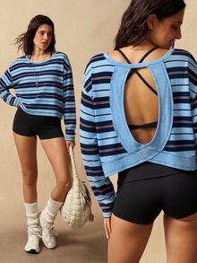 VARSIVA Women's Striped Colorblock Casual Daily Travel Sports T-Shirt - Multicolor - View 2