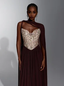 Elitara Elegant Luxurious 3D Sequin Embroidered Beaded Floral Contrast ...
