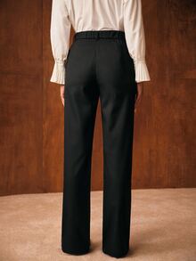 MOTF PREMIUM FASHION SLIM FIT VERSATILE COMMUTER WOMEN'S SUIT PANTS - Black - View 3