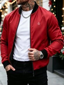 Manfinity Homme Men's Autumn Casual Versatile Commuter Jacket - Red - View 3
