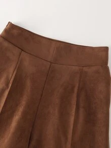 LUMIGAL Women's Elegant Coffee-Colored High-Waisted Wide-Leg Long Pants - Coffee Brown - View 6