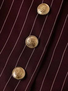 Solivie Women's Autumn Fashion Striped Jacket - Burgundy - View 11