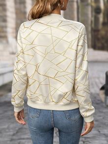 EMERY ROSE Women's Casual All-Over Print Jacket, Autumn - White - View 2