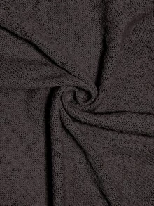 SHEIN PariChic Women's Solid Color Boat Neck Asymmetric Hem Batwing Sleeve Knit Top - Coffee Brown - View 6