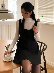 DAZY 女款純色休閒派對與旅行中長洋裝 - 黑色 - 查看 6