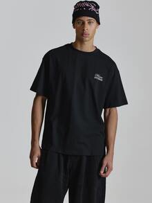 Musero Oversized Graphic Short Sleeve Tshirt Crewneck "Baroque Studios" Back Graphic Autum Winter Essentials - Black - View 2