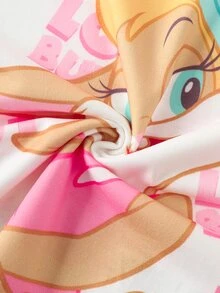 LOONEY TUNES X SHEIN Young Girl Cartoon Print T-Shirt And Shorts Set - Pink - View 8