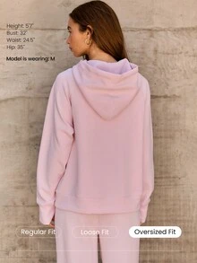 GLOWMODE Masker Mata Oversized Modal Lembut Bertekstur Halus dengan Hoodie Setengah Resleting, Tudung yang Dapat Diatur & Kantong Jala Tersembunyi, Pakaian Kasual Sehari-hari - Berwarna merah muda - View 3