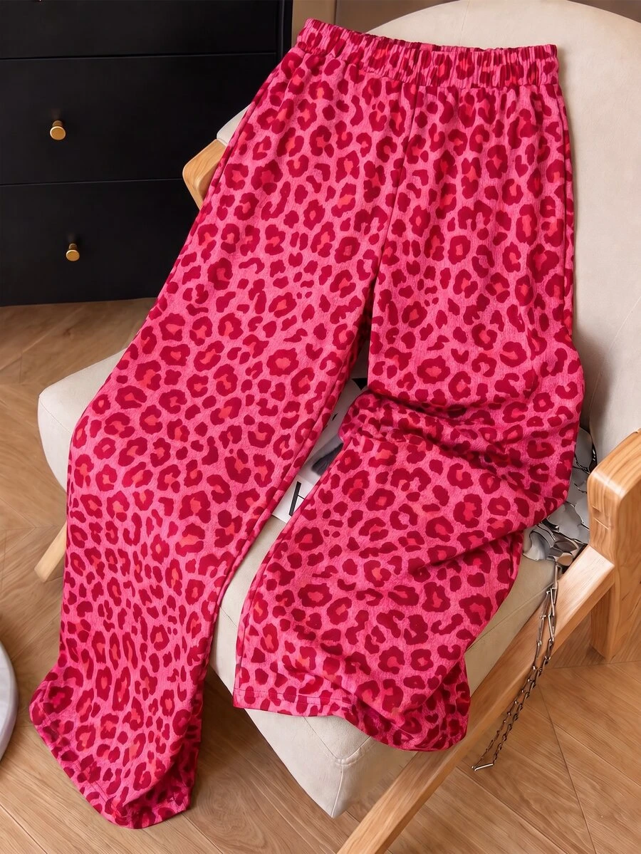 SHEIN Teen Girls Curved Leg Loose Sweatpants Casual Fashion All-Match Versatile Sports Long Pants Suitable For Dancing School Sports - Hot Pink - View 1