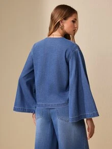 EMERY ROSE Women's Casual Versatile Denim Jacket For Daily Wear - Blue - View 10