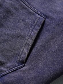 ROMWE MEN Casual 男士純色拉鍊連帽衫休閒日常穿著 - 霧霾藍 - 查看 4