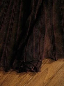 MOTF PREMIUM ELEGANT SEMI-SHEER MID-LENGTH DRESS FOR WOMEN, AUTUMN/WINTER - Burgundy - View 7