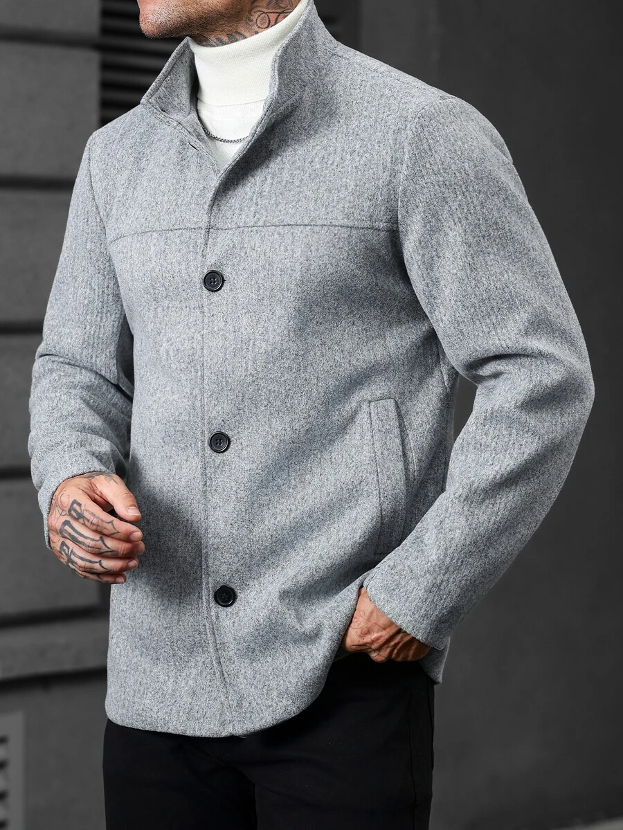 Manfinity CasualCool Men's Gray Classic Versatile Business Commute Casual Home Comfortable Autumn/Winter Overcoat - Grey - View 1