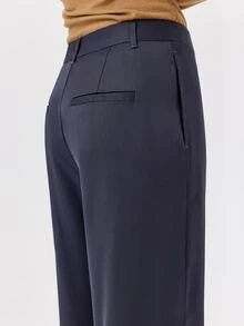 KÆRIA Hus Wide Leg Sash Detail Pant - Acetate Blend Twill - Midnight Navy - Elegant, Luxury, Formal, Modern - Grey - View 6