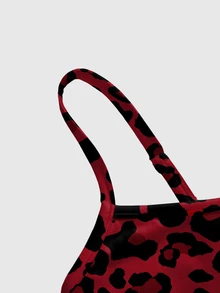 ROMWE Grunge Punk Dark Slogan Sexy Tank Top Camisole & Ruched Low Waist Flare Pants Women 2pcs Set - Red - View 3