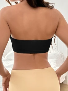 Moonlight&Mama EasyComfort Chic Maternity Nursing Bra, Bandeau Style, Front Closure, Double Layer, Pregnancy & Postpartum, Casual Comfortable Base Layer - Black - View 2