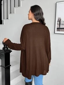SHEIN Essnce 大尺碼秋季休閒純色外套 - 彩色 - 查看 3