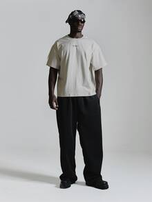 Oversized Drop Shoulder Graphic Tshirt "MUSERO 0161" Crew Neck Autum Winter Essentials - White - View 3