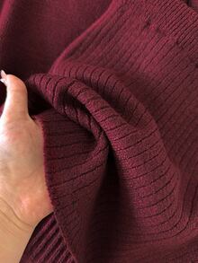 CosyJoli Women's Solid Color Long Sleeve Sweater And Knitted Skirt Casual Set - Burgundy - View 6