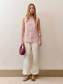 Nöista Sleeveless Floral Vest With Relaxed Fit For Summer Vacation And Casual Everyday Looks. - Pink - View 5