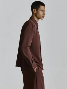 Musero Slim Fit Shirt Long Sleeve Hidden Placket Welt Pocket Detail Co Ord Shirt Only Autum Winter Essentials - Red - View 4