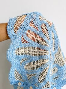 Soleia 女款度假海灘風藍色對比滾邊刺繡針織上衣 - 彩色 - 查看 6