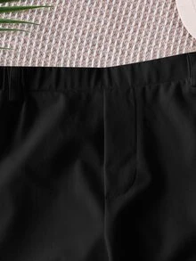 SHEIN 中性嬰兒男/女嬰 100%純棉休閒百搭白色工裝褲，男嬰下裝，嬰兒褲，Squishy - 黑色 - 查看 5