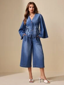 EMERY ROSE Women's Casual Versatile Denim Jacket For Daily Wear - Blue - View 6