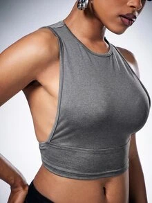 Denimoi Women's Solid Color Casual Versatile Everyday Top - Grey - View 5