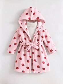 Cozy Pixies 少女心愛心圖案保暖內裡加厚絨毛連帽抽繩長袖家居休閒服 秋季睡衣 粉色可愛 - 彩色 - 查看 9