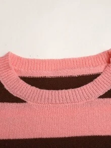 SHEIN 青少年女孩寬鬆舒適圓領長袖蝴蝶結波點開襟衫，返校季 - 杏色 - 查看 4