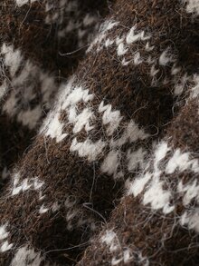 DAZY Women's Colorblock Pattern Jacquard Loose Long Sleeve Turtleneck Casual Vacation Korean Style Daily Autumn/Winter Pullover Knit Sweater - Brown - View 7