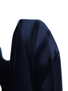 SHEIN 青少年女孩優雅休閒藍白條紋亞麻西裝外套，大翻領、百褶設計、3/4袖，適合春夏/秋冬日常穿著 - 藏蓝色 - 查看 5
