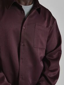 Musero Oversized Drop Shoulder Woven Collared Shirt With Chest Pockets Cropped Length Co Ord Shirt Only Autum Winter Essentials - Rust Brown - View 6