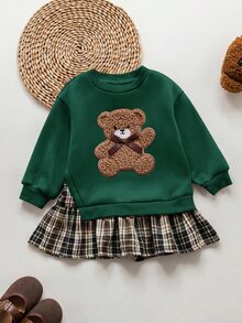 SHEIN Young Girls Retro Fashion Versatile Casual Everyday Wear Fall Winter,Suitable For Outings, Campus - Green - View 5