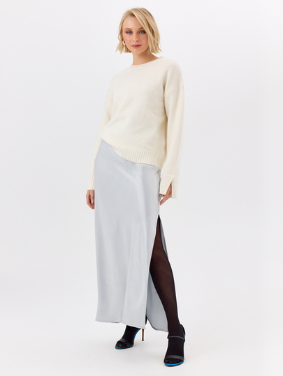 KÆRIA Hus Sculpted Split Cuff Jumper - Soft Touch Knit - Ivory - Elegant, Luxury, Casual, Layering, Modern