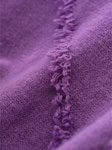 CosyJoli Women's Plus Size Round Neck Side Frayed Design Loose Casual Comfortable Pullover Sweater - Purple - View 3