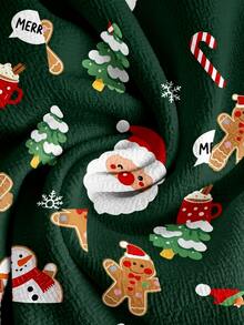 PopScrub Women's Christmas Santa Print Short Sleeve Scrub Top - Multicolor - View 5